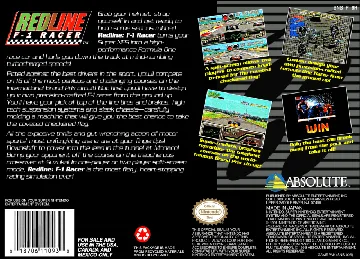 Redline F-1 Racer (USA) box cover back